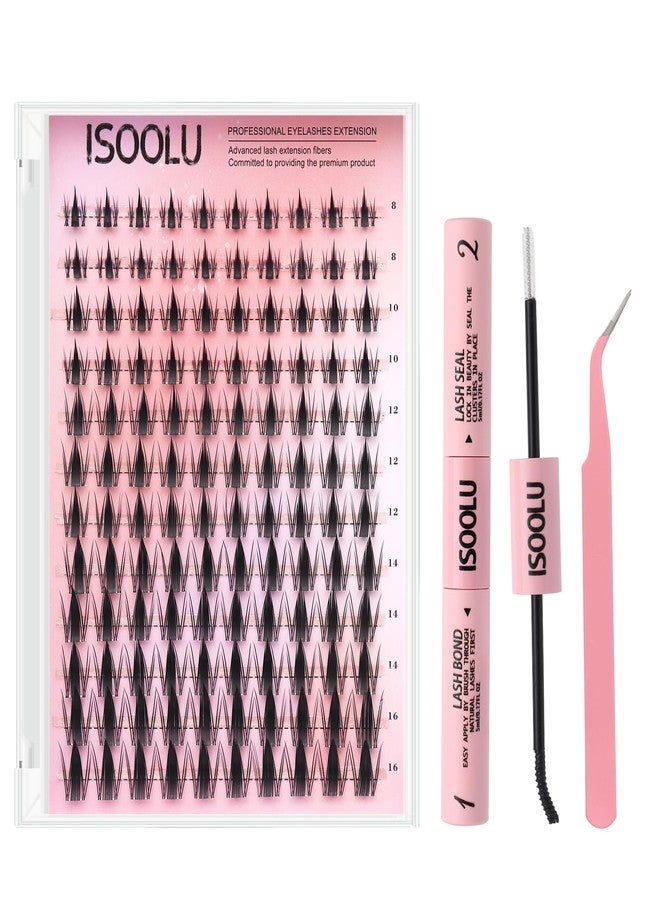 ISOOLU Fairy Lash Clusters Manga Individual Lashes C Curl Wispy Eyelash Clusters WideSpan Eyelash Extension Kit with Lash Bond and Seal Wet-Look Spiky Cluster Lashes (Fairy Kit) - Image 1